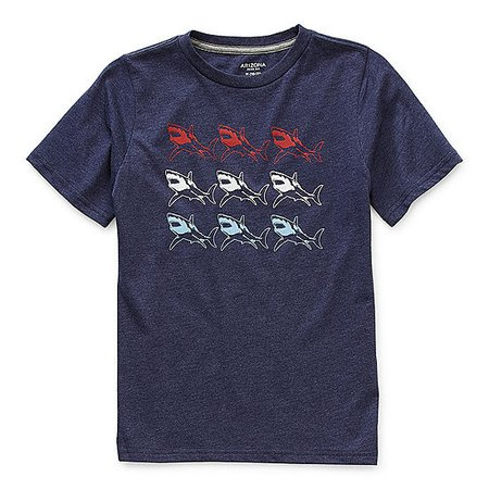 Arizona Little & Big Boys Crew Neck Short Sleeve Graphic T-Shirt