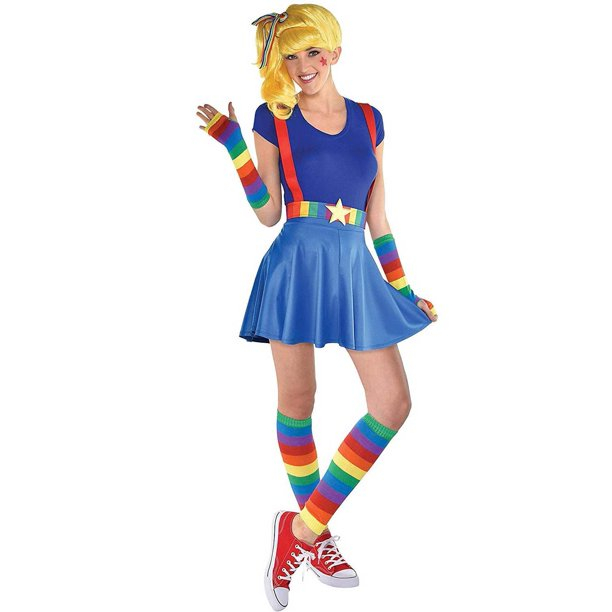 Colorful Light Womens Adult Rainbow Brite Cartoon Costume Kit