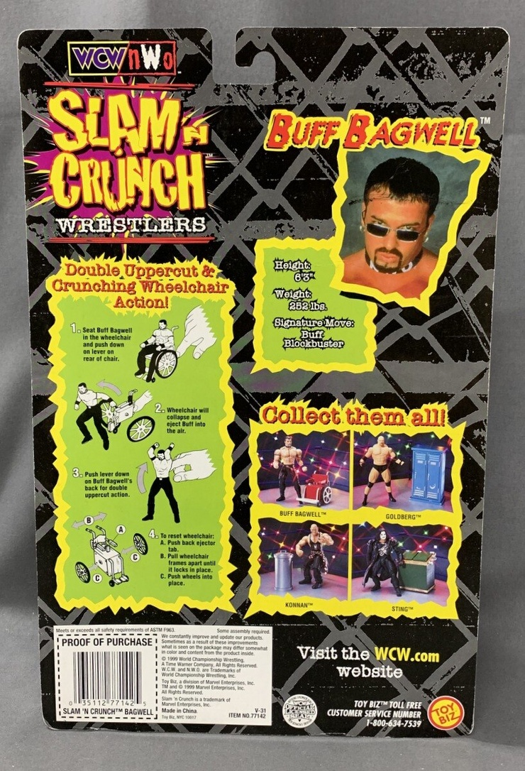 WCW Slam N Crunch Wrestlers Buff Bagwell distributed by Toy Biz 1999