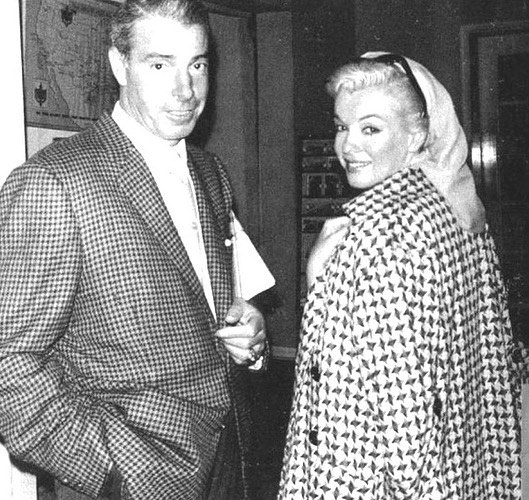 Marilyn Monroe and Joe DiMaggio traveling to Florida, March 1961.