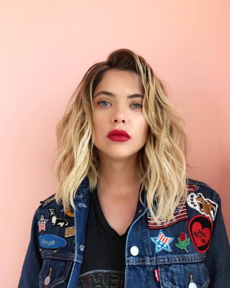 Ashley Benson Out And About In New York City Wearing Her Mini Mini Jewels Initial Dog Tag Necklace