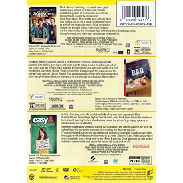 The Laugh Out Loud 3-Movie Collection: 30 Minutes Or Less, Bad Teacher & Easy A
