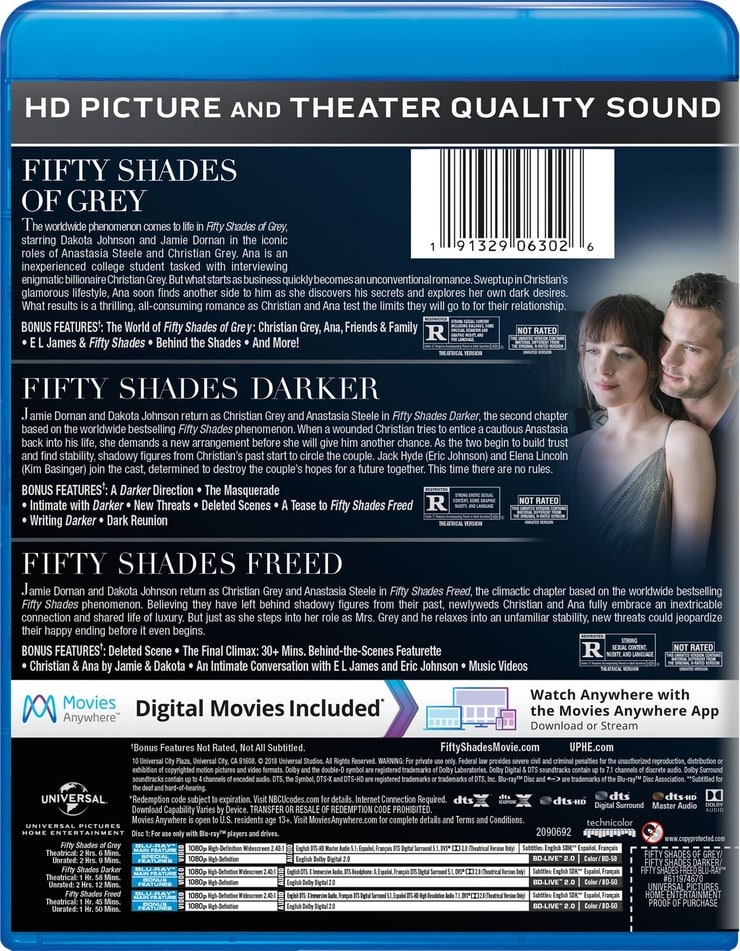 Fifty Shades: 3-Movie Collection (Unrated Edition) [Blu-Ray + Digital Box Set]