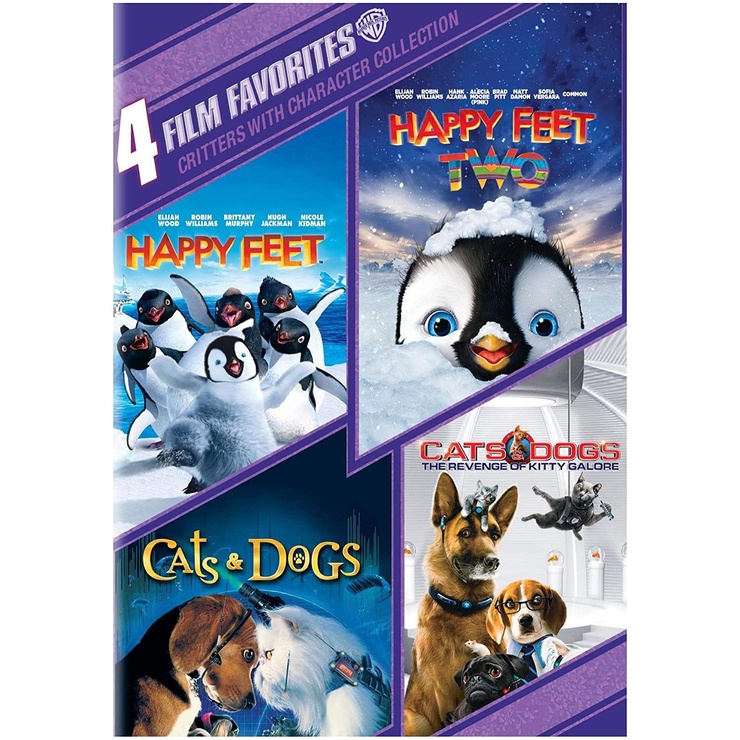 4 Film Favorites: Critters With Character Collection (Happy Feet/Happy Feet Two/Cats & Dogs/Cats & D