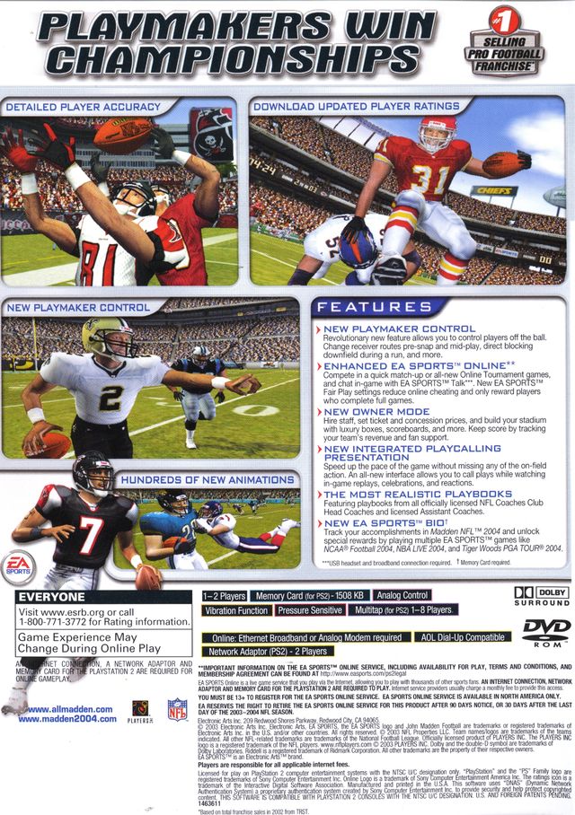 MADDEN NFL 2005 (NTSC-U) - BACK