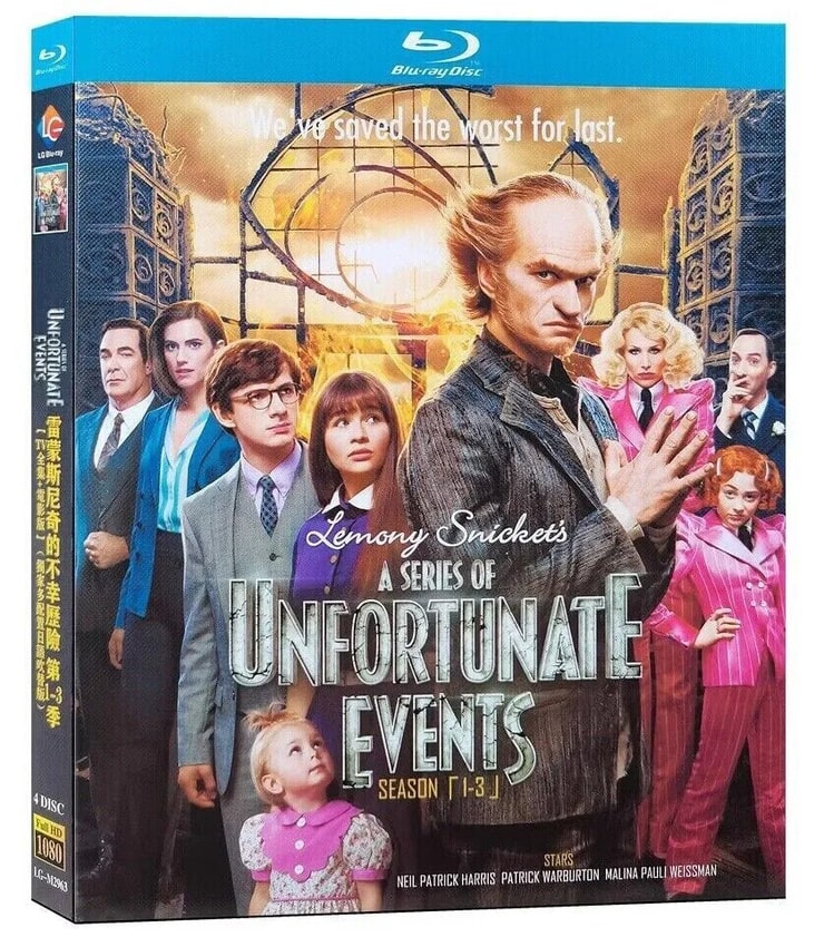 A Series of Unfortunate Events Season 1-3 TV Series +Movie 4 Disc Blu-ray BD DVD