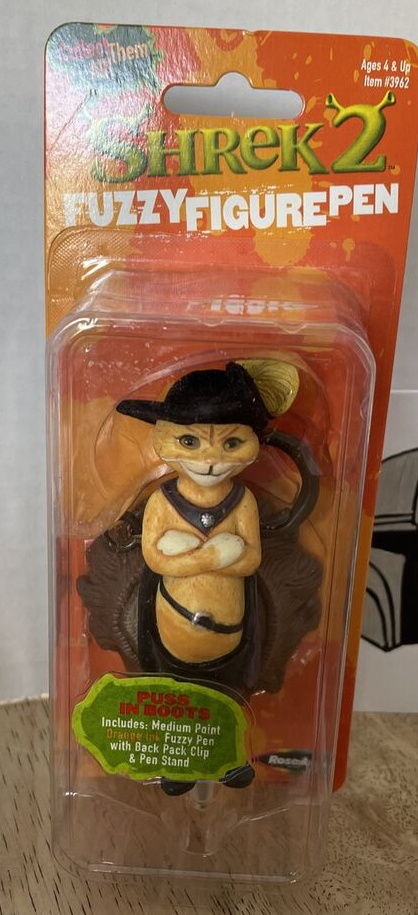 Shrek 2 Puss In Boots Fuzzy Figure Pen Top