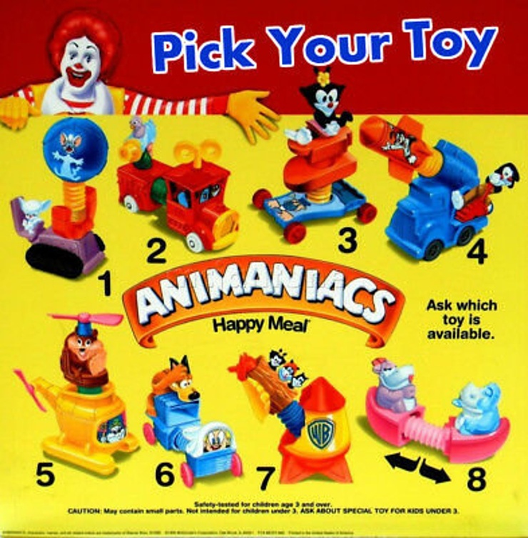 1995 Animaniacs Happy Meal Toys