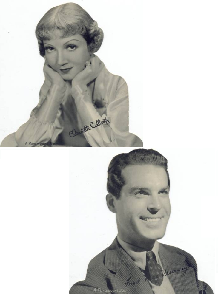 Quaker Oats Movie Star Standees - Claudette Colbert & Fred MacMurray