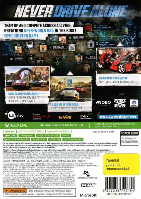 Jeu The Crew Sur Xbox 360 - PAL - Complet (Boîte, Notice) - Très Bon État