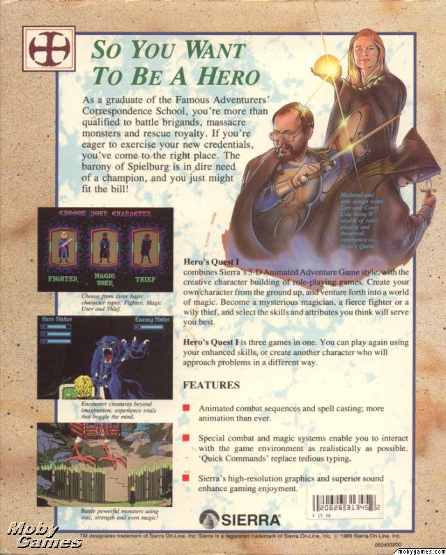 Hero's Quest: So You Want to Be a Hero [Quest for Glory I]