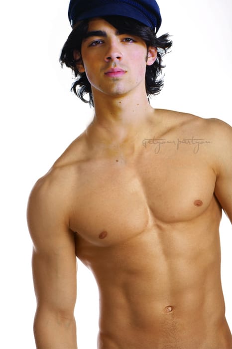 joe jonas no shirt