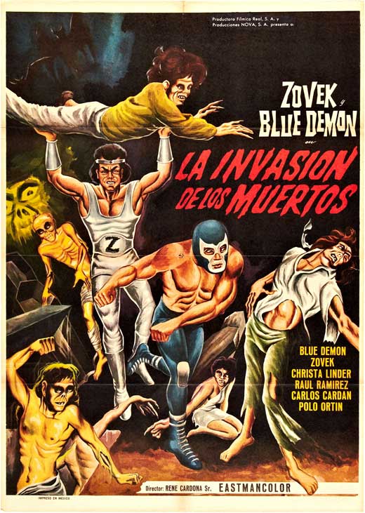 Blue Demon y Zovek en La invasión de los muertos