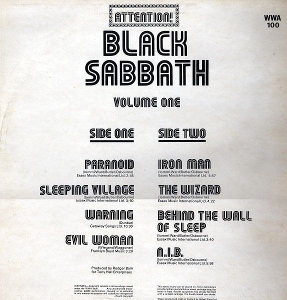 Attention Black Sabbath Volume One