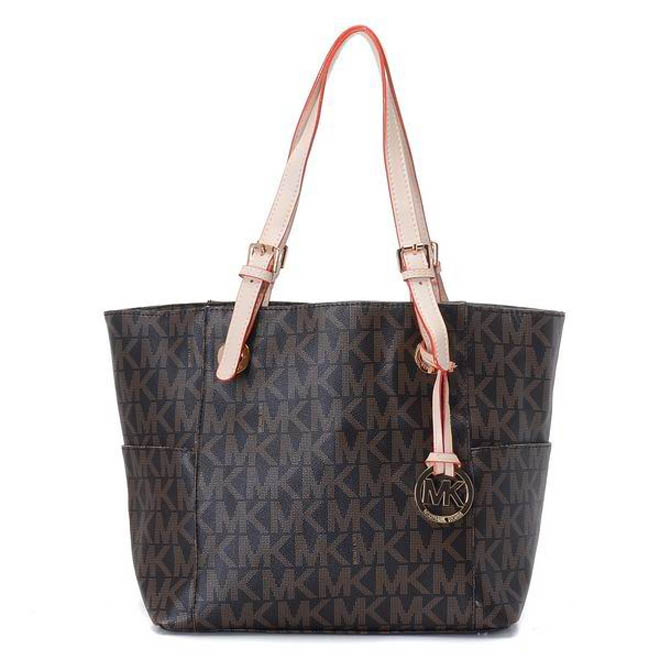 Michael Kors Jet Set MK Logo-print Signature Tote Brown