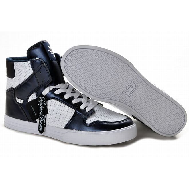 supra vaider navy blue and white perf men high top skate shoe