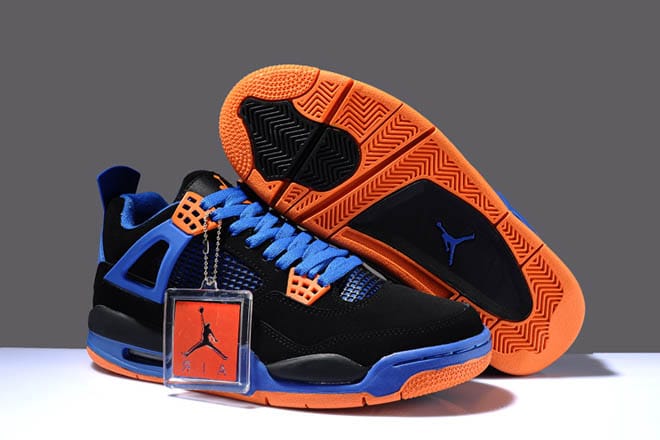 Picture Of Royal Blue Laces Black Orange Air Jordans 4 Retro Men S Sneakers