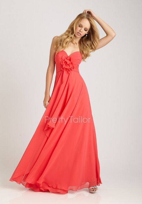Chiffon Sweetheart A line Floor Length Empire Bridesmaid Dress at prettytailor.com