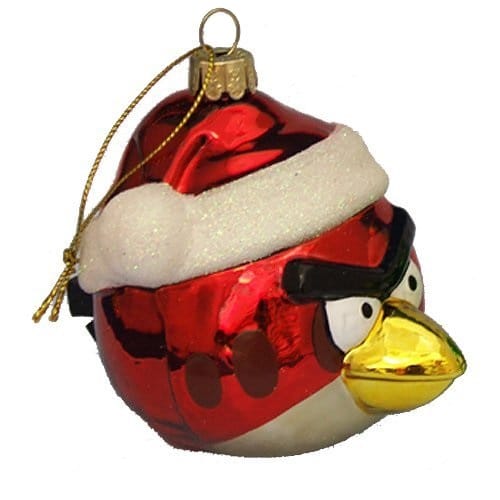 Angry Birds Red Bird in Santa Hat Glass Ball Christmas Tree Ornament Decoration