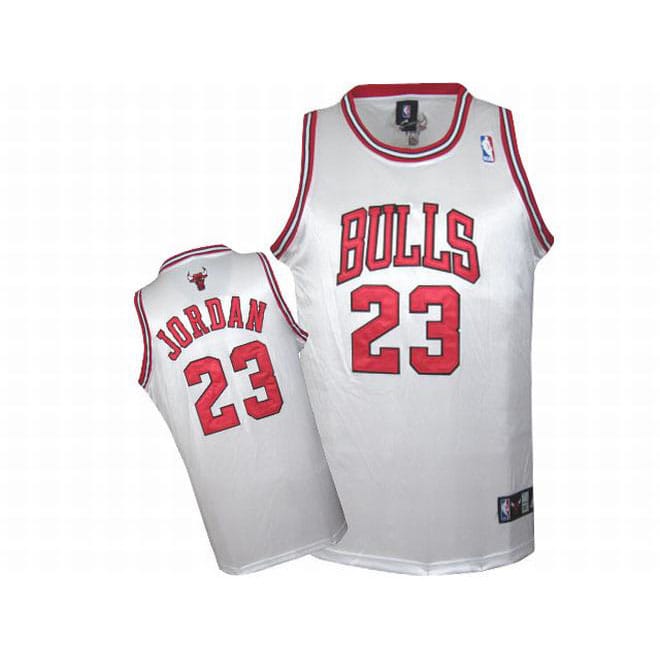 Michael Jordan 23 NBA Bulls White Nike Jersey Red Numbers