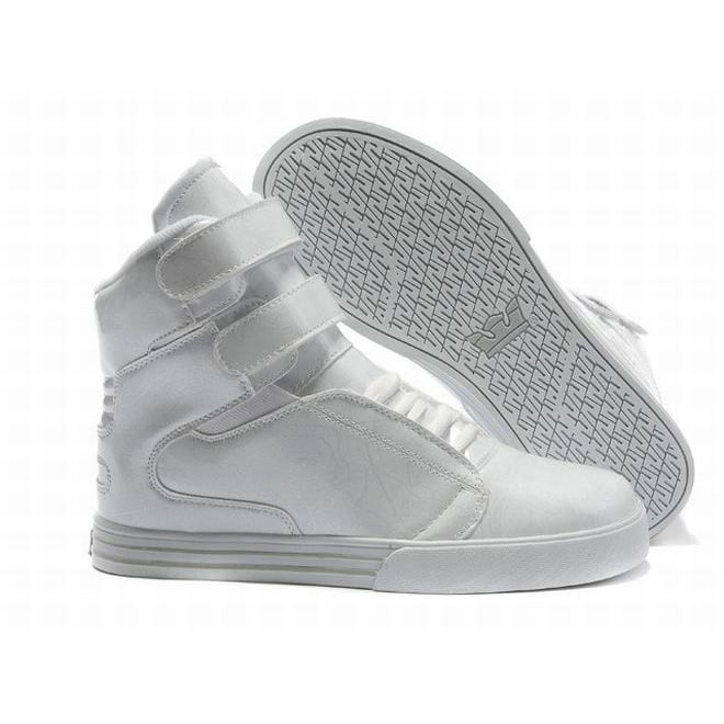 mens all white supra tk society high tops sneakers