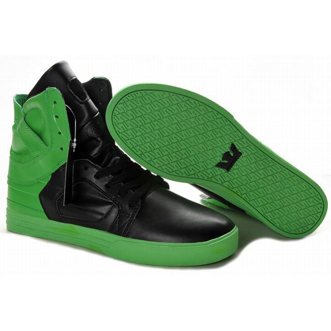 supra skytop ii green black leather high tops footwear