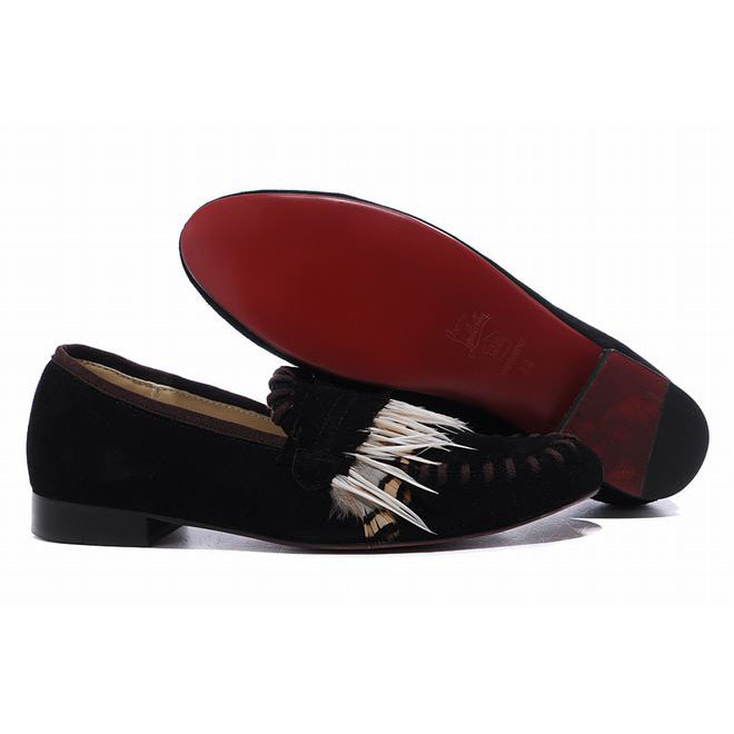 Black Christian Louboutin Croc Woodoo Mens Flat Red Sole Shoe