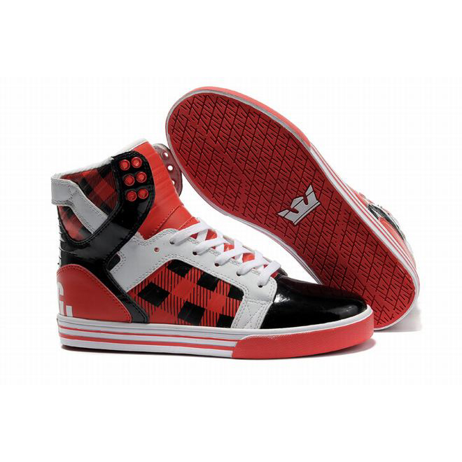 supra skytop red white black men high tops shoes