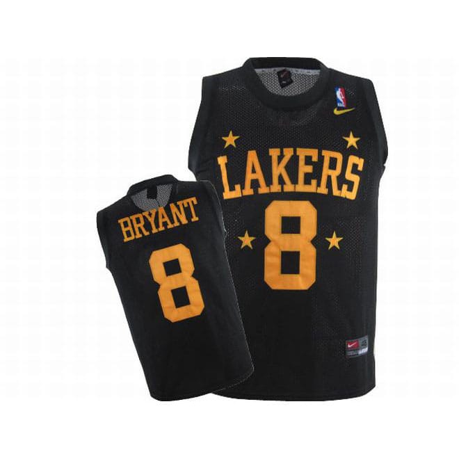 Kobe Bryant #8 Nike Black NBA Lakers Swingman Jersey Gold Number