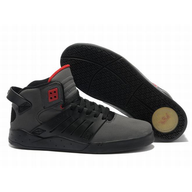 Men Black and Red Grey Supra Skytop 3 High Tops