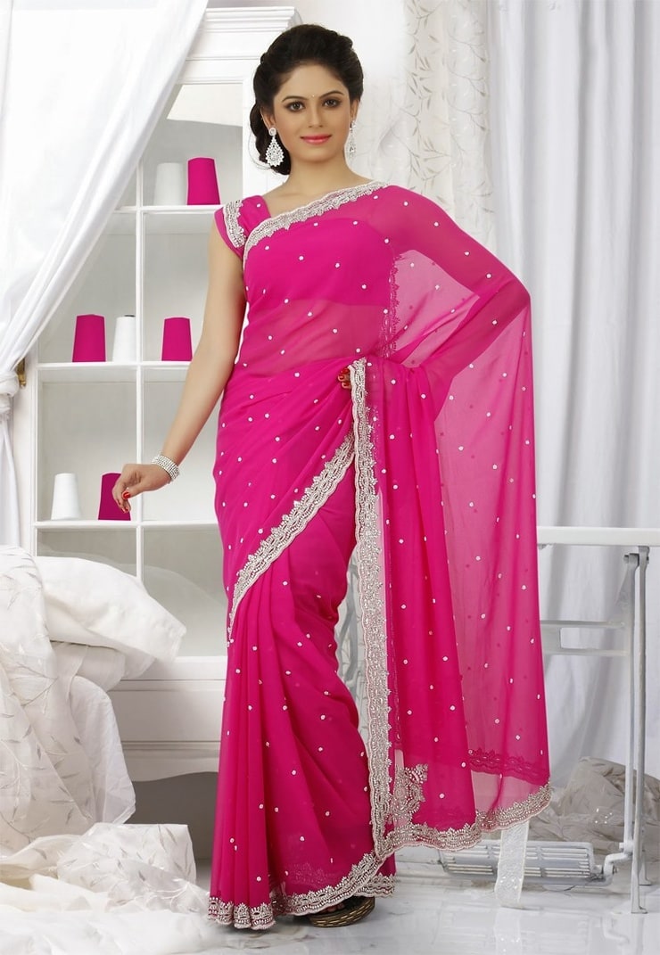 Pink Color Designer Saree