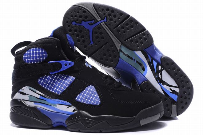 Nike Black and Blue Jordan Retro VIII Basketball Sneaker