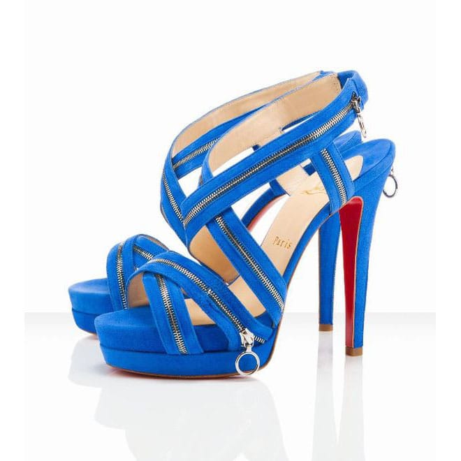 Christian Louboutin Trailer 140mm Sandals Suede Blue