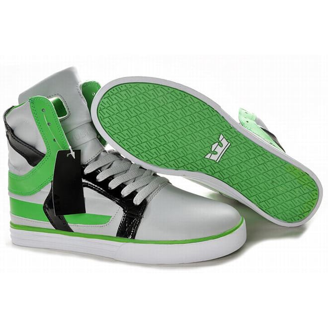 Supra Skate Shoes-Skytop II High Tops White Green Black Men