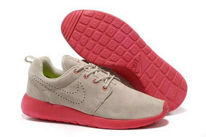 Nike Roshe Run Sand color Alarm red Mens Shoes
