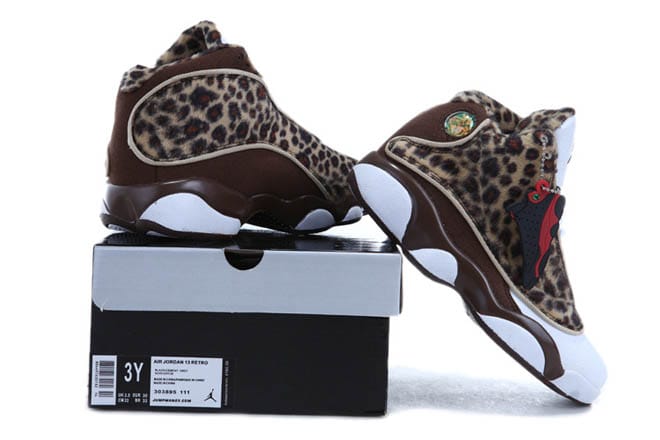 Nike Jordan Retro 13 Youth Kids Basketball Shoes Brown/White/coffee Leopard Shoes - New Design