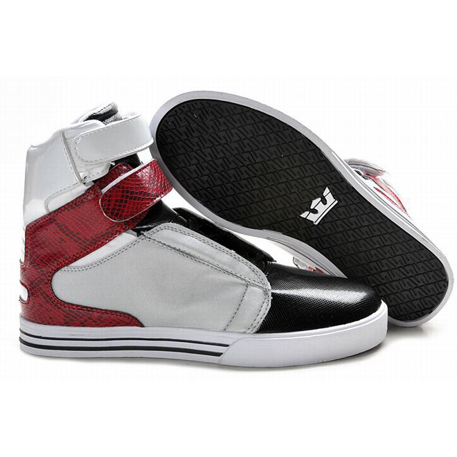 2012 New Supra Tk Society High Tops Sliver/Black/Red Men's