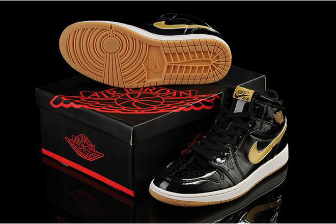 Black/Metallic Gold/White Jordan 1 High Top Mens Sneaker