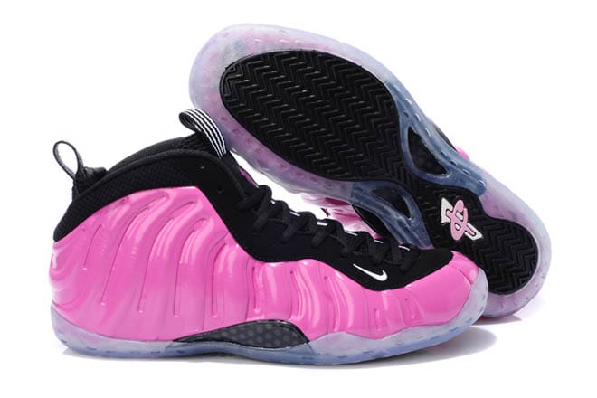 Mens Air Foamposite One Pearlized Pink/Black/White/Metallic Silver Sneakers