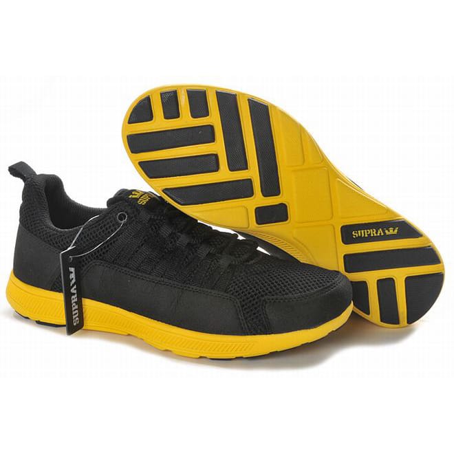 supra mesh shoes black yellow running mens