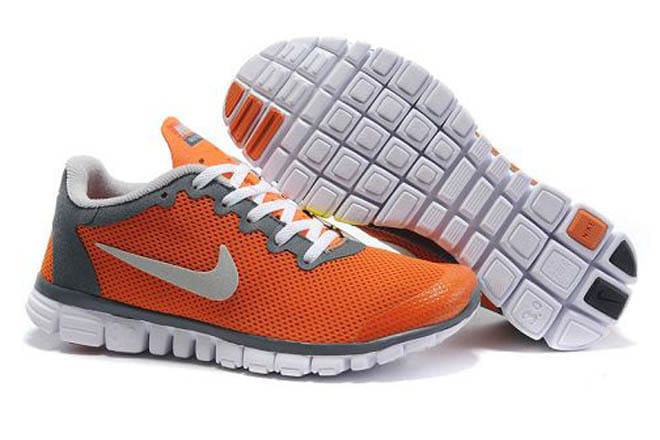 Nike Free 3.0 V2 Running Shoe Total Orange Cool Grey Womens