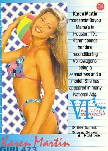 Karen Martin 1994 Venus Model Search Card #54