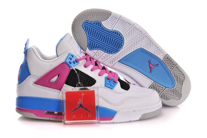 2013 Jordan IV GS White Pink Blue Nike Womens Size Shoes