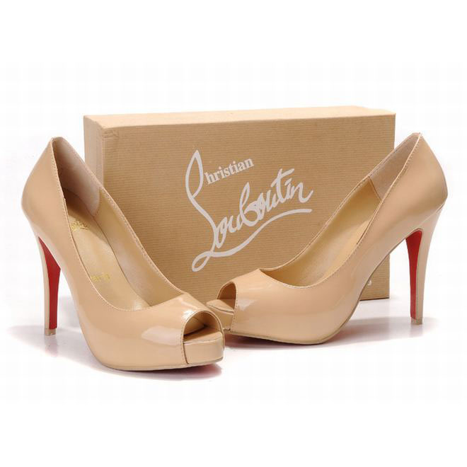 Christian Louboutin Very Prive 120mm Leather Peep Toe Pumps Nude