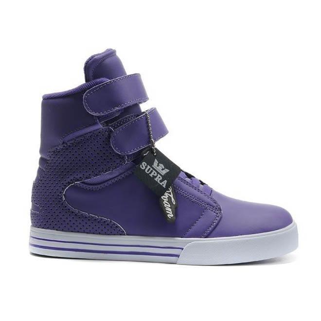 Men TK Society Purple and White Supra Skateboard Shoes