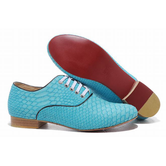 Christian Louboutin Alfredo Womens Flat Shoes Light Blue Python