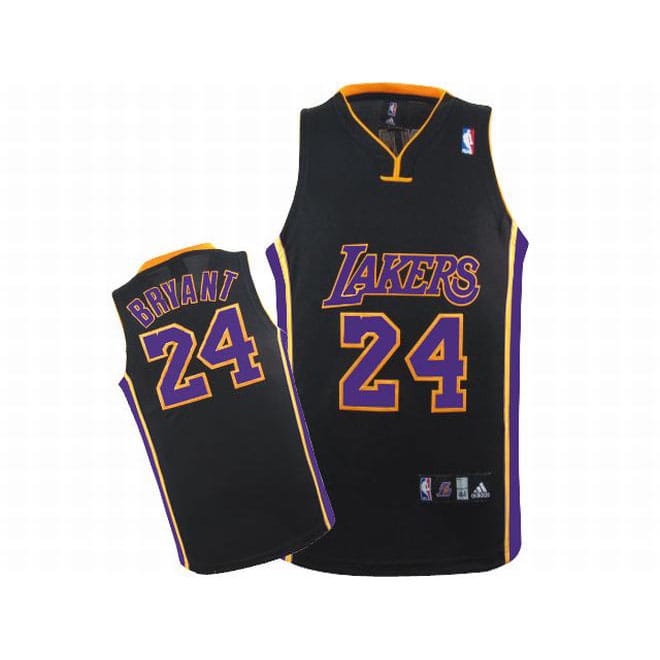Adidas Lakers Bryant #24 Black NBA Jersey Purple Yellow Number