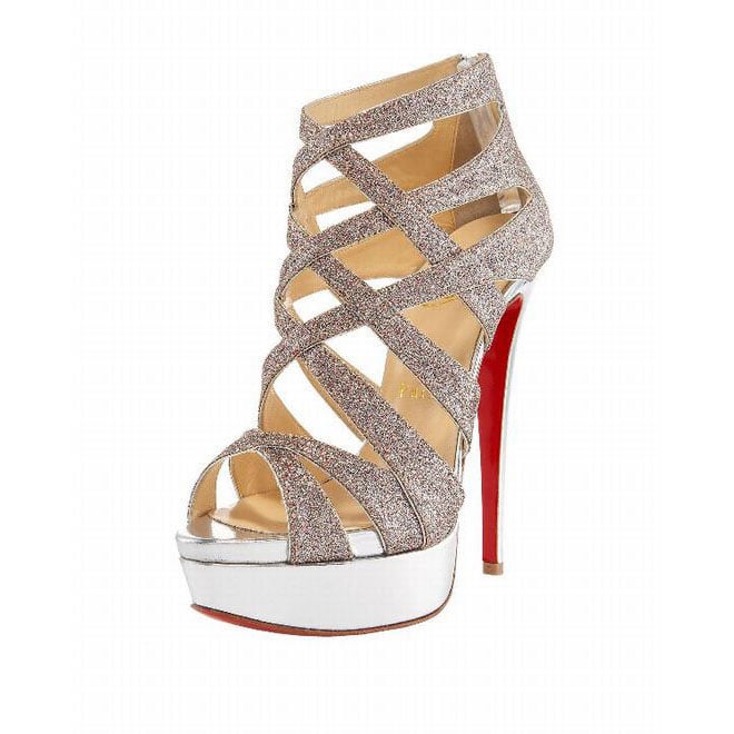 Christian Louboutin Balota Sandals (Glitter Silver)