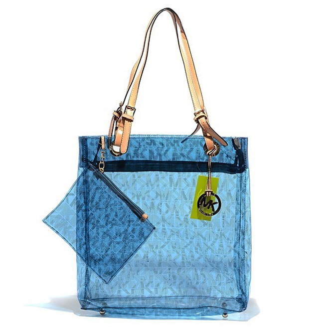 Michael Kors Jet Set Logo Medium Blue Tote Bag