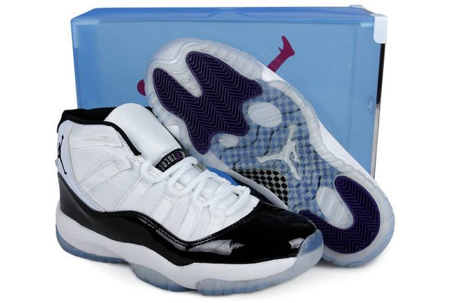 Jordan 11 Transparent Shoes Box Black/Concord-White Nike Mens Sneakers